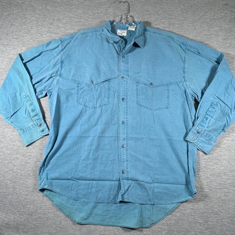 Silver Spur Shirt Mens XL Blue Denimโ Long Sleeve Western Button Front Casual